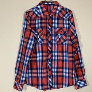 True Rock Plaid Print Long Sleeve Shirt - M